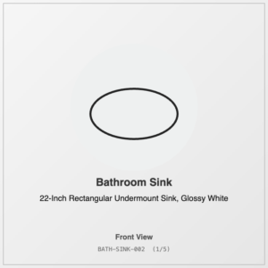 22-Inch Rectangular Undermount Sink, Glossy White
